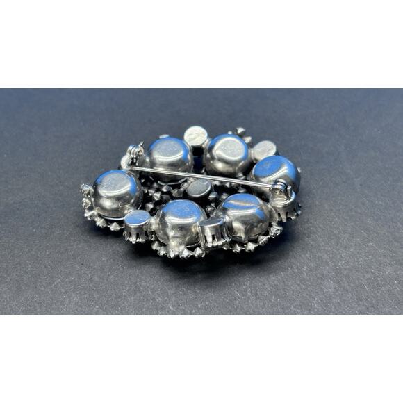 Vintage 1950s Rhinestone Brooch, Silver-tone Clear Crystal - Picture 14 of 16